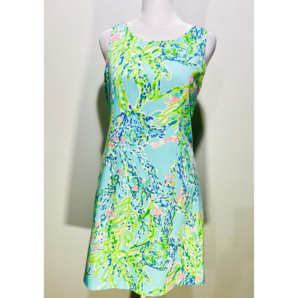 Lilly Pulitzer dress green colorful summer casual rebon decorative  women's 2